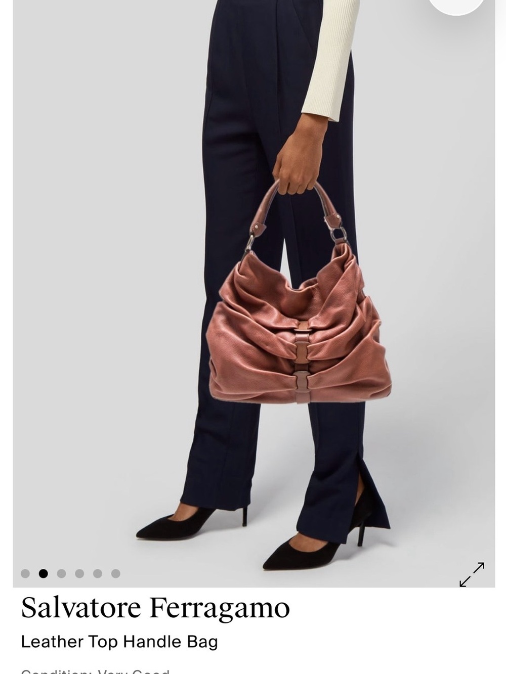 Ferragamo Soft Ruched Medium Hobo Shoulder Bag in Cognac Brown - Picture 9 of 11